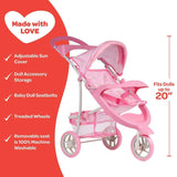 Adora Snack N Go Baby Doll Stroller with Shade – Rainbow Rose, Features - ANB BABY