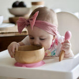 Avanchy Baby Feeding Bamboo Stay Put Suction Bowl + Spoon-Mealtime Accessories-Avanchy-Blue-ANB Baby Store