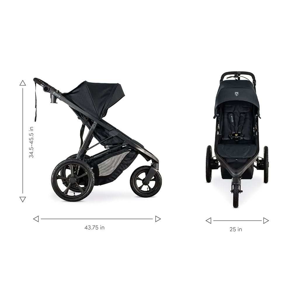 BOB Gear Wayfinder Jogging Stroller Nightfall dimensions 1 - ANB Baby