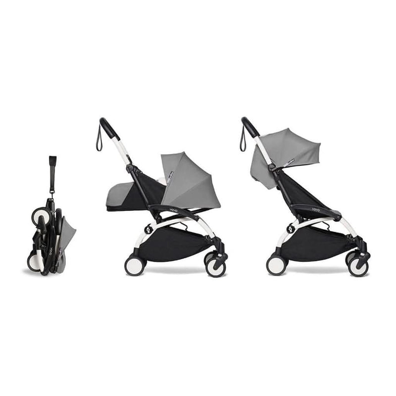 Babyzen YOYO2 + 0+ Newborn Pack + 6+ Color Pack Complete White Grey - ANB Baby