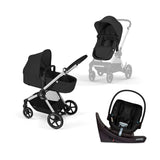 Cybex-5-in-1-EOS-Travel-System-with-Aton-G-Swivel-with-Sensorsafe-Moon-Black-With-Sliver-Frame - ANB Baby