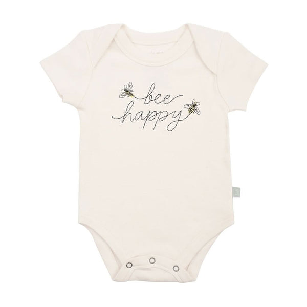 Finn & Emma Short Sleeve Graphic Bodysuit, Bee Happy