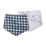 Lulujo Bandana Bibs, 2-Pack-Mealtime Accessories-Lulujo-Fish & Navy Gingham-ANB Baby Store
