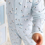 Magnetic Me BAA BAA Baby Blue Modal Magnetic Footie Closeup - ANB Baby