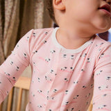 Magnetic Me BAA BAA Baby Pink Modal Magnetic Footie Closeup - ANB Baby