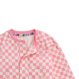 Magnetic Me Brushed Fleece Magnetic Romper-Pink Checkerboard_3 - ANB Baby