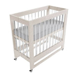 Melo Caress Mini Foldable Crib-Washed White-Acrylic-Chrome - ANB Baby