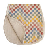 Mushie-Muslin-Burp-Cloth-Organic-Cotton-Retro-Check-Fog_6 - ANB Baby