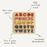 Mushie Wooden Alphabet Puzzle, Infographic - ANB Baby