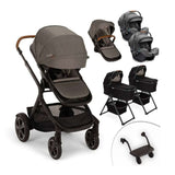 Nuna Demi Next Double Stroller + Rider Board + 2 Bassinets + 2 PIPA RX Travel System, Caviar - ANB Baby