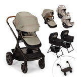 Nuna Demi Next Double Stroller + Rider Board + 2 Bassinets + 2 PIPA RX Travel System, Caviar - ANB Baby