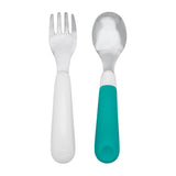 OXO TOT On-The-Go Fork And Spoon Set with Carrying Case-Mealtime Accessories-OXO Tot-Teal-ANB Baby Store