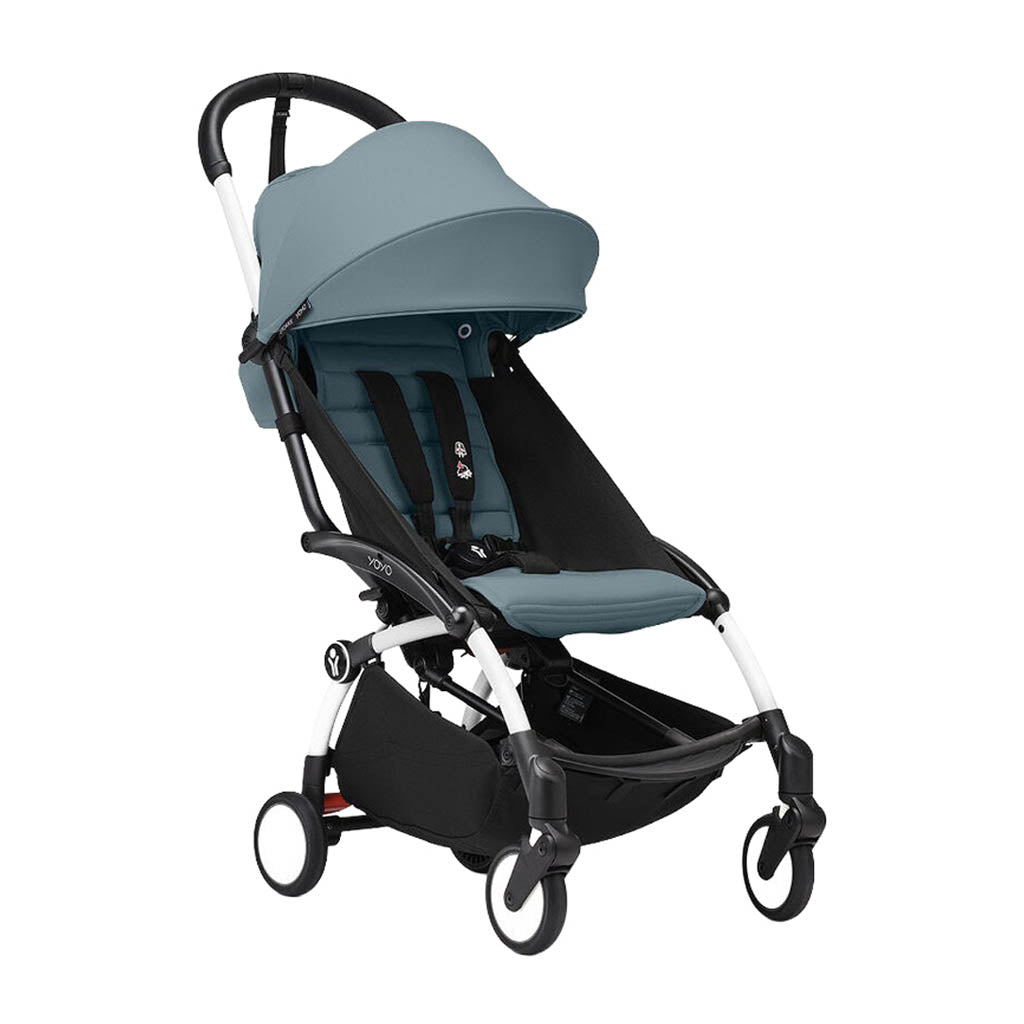 Stokke YOYO Lightweight Stroller from 6 Months-White Frame Aqua_17 - ANB Baby