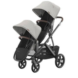 UPPAbaby RumbleSeat V3,Savannah-Pearl Gray Jacquard-Carbon Frame-Chestnut Leather, Attached View - ANB Baby