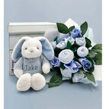 Babyblooms Hand Tied Baby Clothes Bouquet and Personalized Bunny - ANB Baby