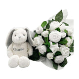 Babyblooms Hand Tied Baby Clothes Bouquet and Personalized Bunny - ANB Baby