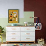 DaDaDa Lala Big 6-Drawer Dresser, White / Red Oak-Dressers-DaDaDa-ANB Baby Store