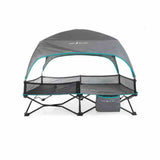Go With Me Bungalow Deluxe Portable Travel Cot, Grey/Teal - ANB Baby