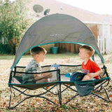 Go With Me Bungalow Deluxe Portable Travel Cot, Grey/Teal - ANB Baby