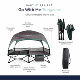 Go With Me Bungalow Deluxe Portable Travel Cot, Grey/Teal - ANB Baby