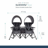 Go With Me Duo Deluxe Portable Double Chair, Grey - ANB Baby
