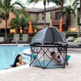 Go With Me Eclipse Portable Playard with Canopy, Watercolor Stripe - ANB Baby