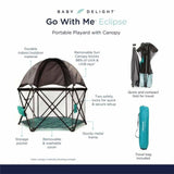 Go With Me Eclipse Portable Playard with Canopy, Watercolor Stripe - ANB Baby