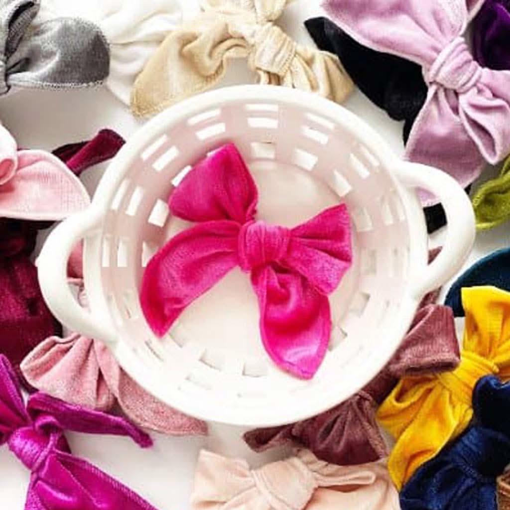 Golden Dot Lane Edged Velvet Bow Headband - ANB Baby