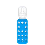 Lifefactory 9-Ounce Glass Baby Bottle with Stage 1 Nipple, Stopper and Cap-Feeding Bottles-Lifefactory-Cobalt Blue-ANB Baby Store