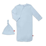 Magnetic Me Love Lines Pointelle Magnetic Gown and Hat Set, Newborn-3 Months-Clothing-Magnetic Me-Blue-ANB Baby Store
