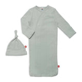 Magnetic Me Love Lines Pointelle Magnetic Gown and Hat Set, Newborn-3 Months-Clothing-Magnetic Me-Seagrass-ANB Baby Store