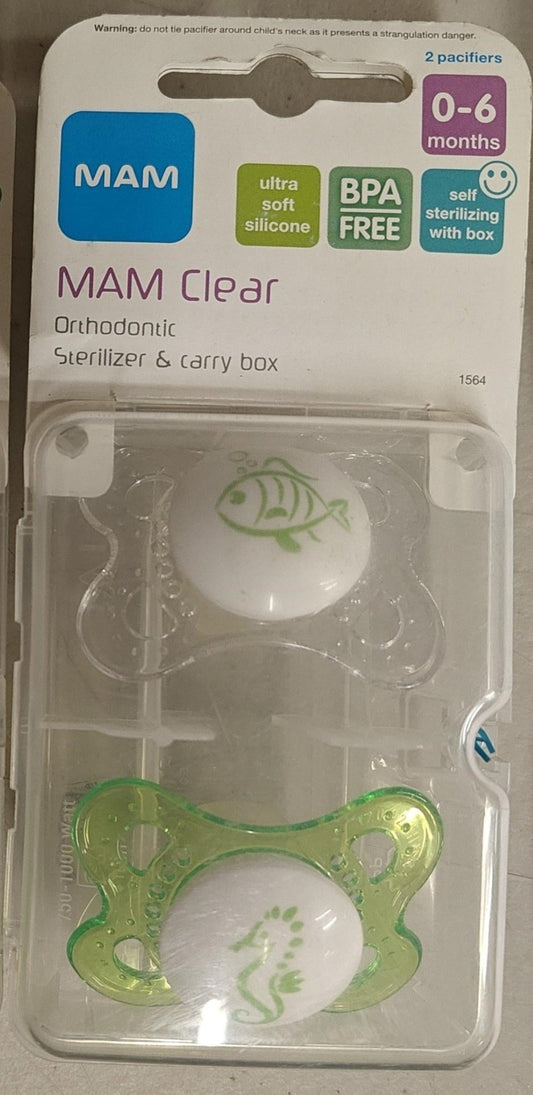 MAM Clear Pacifier 2 Pack for 0-6 Months, 845296015648 -- ANB Baby