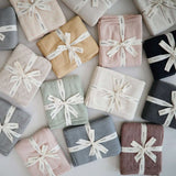 Mushie Knitted Textured Dots Baby Blanket, Mustard Melange - ANB Baby