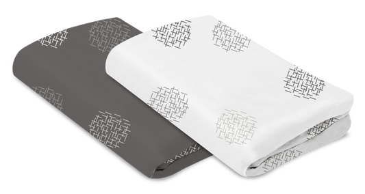 4moms Breeze Bassinet Sheet, Cotton White & Grey Crosshatch, Two Pack, -- ANB Baby