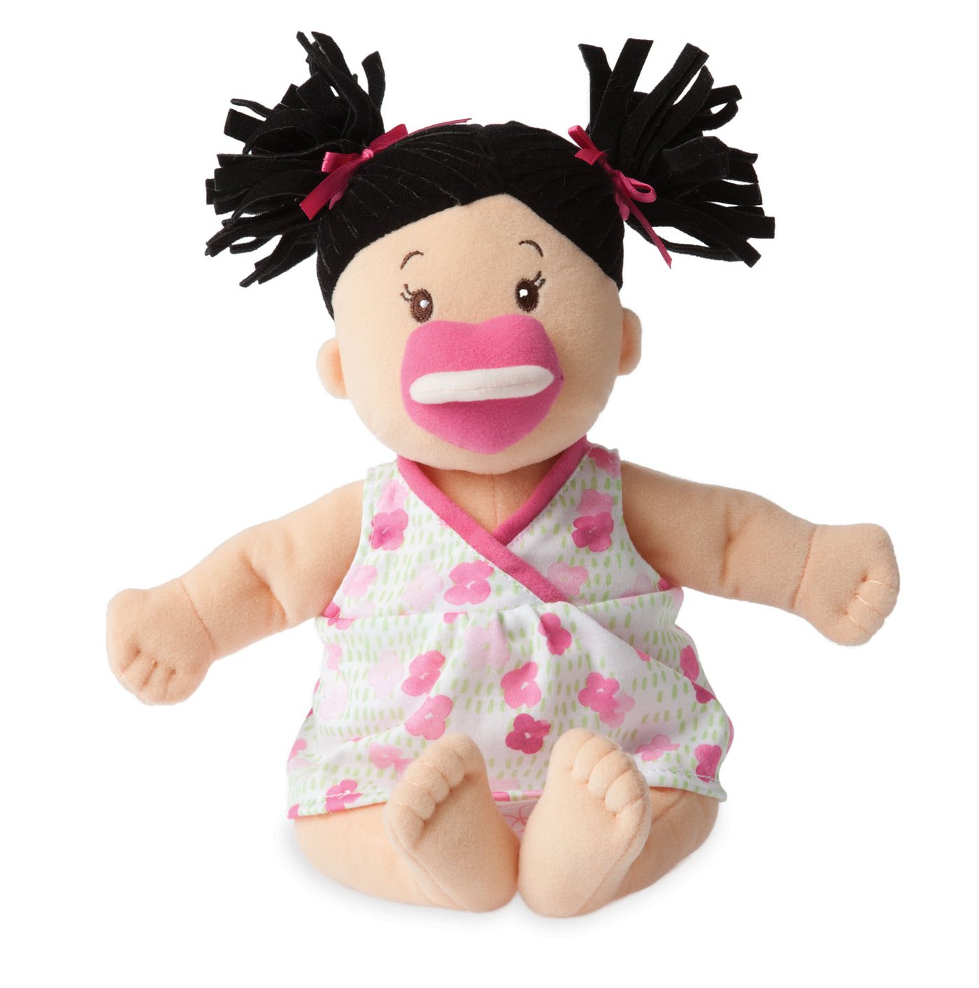 Manhattan Toy Baby Stella Peach Doll with Black Pigtails Toy, -- ANB Baby