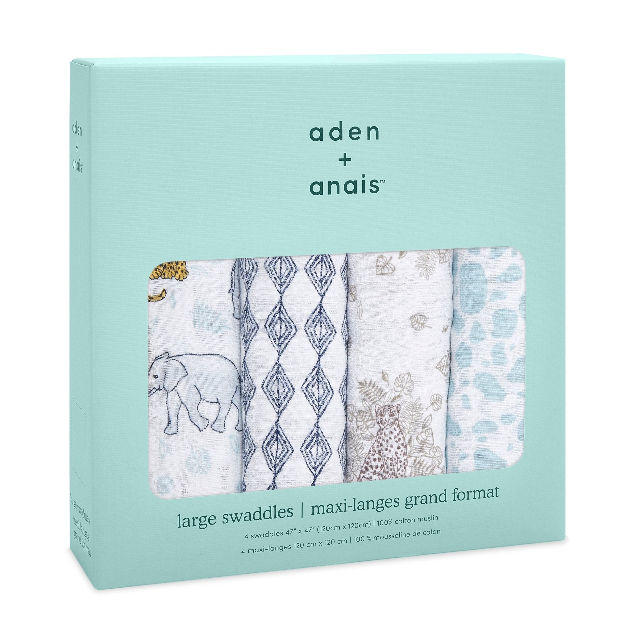 Aden & Anais Infant Boutique Classic Swaddle Blankets, Jungle, 4-pack, -- ANB Baby