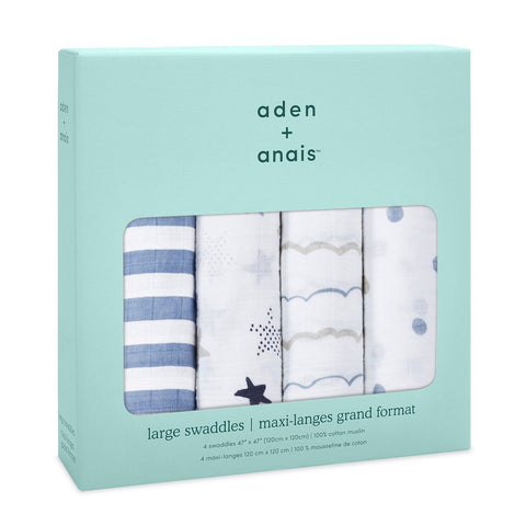 Aden & Anais Infant Boutique Classic Swaddle Blankets, Rock Star, 4-pack, -- ANB Baby