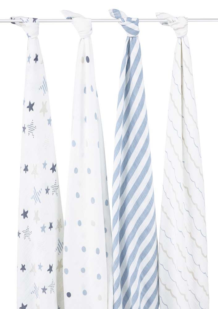 Aden & Anais Infant Boutique Classic Swaddle Blankets, Rock Star, 4-pack, -- ANB Baby