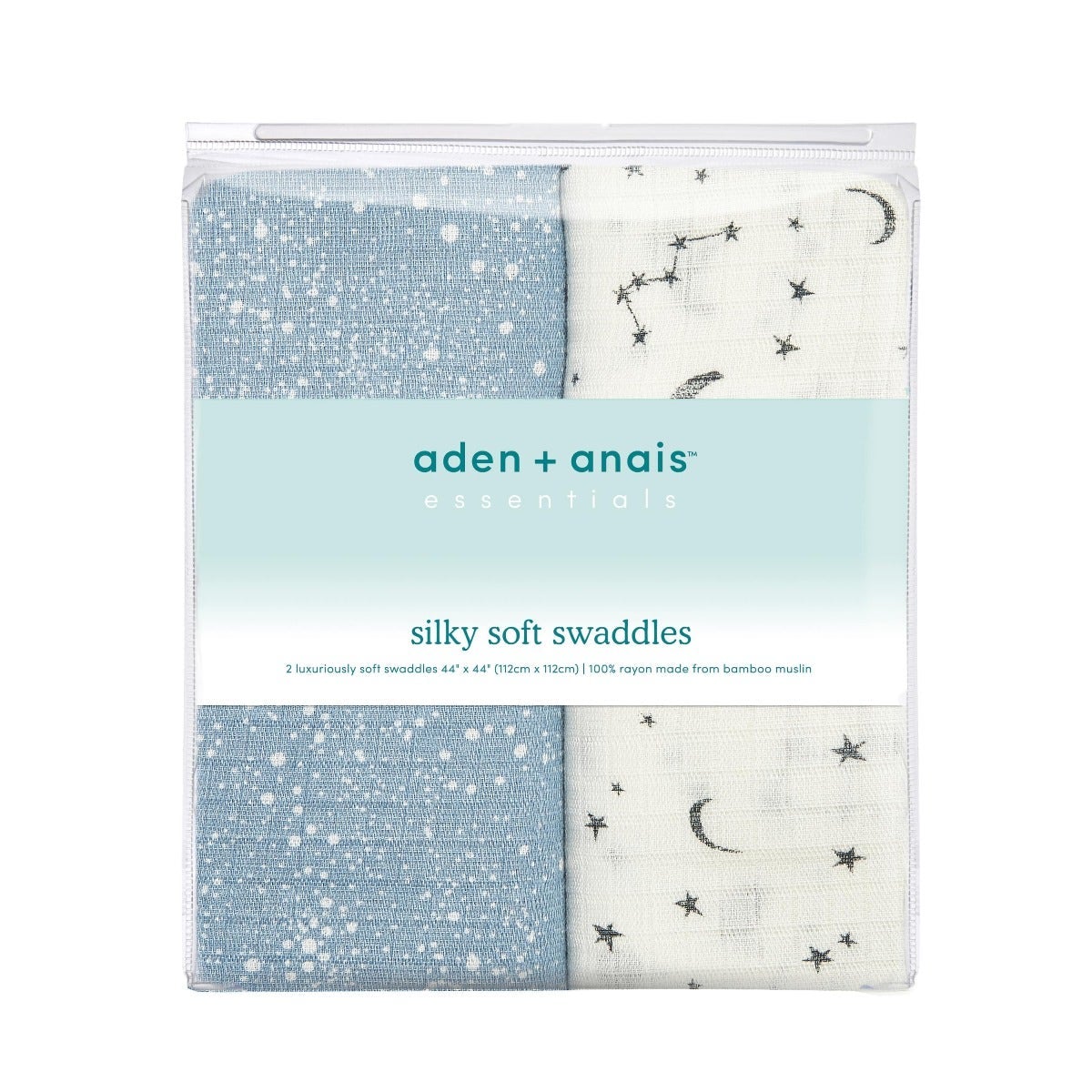 Aden & Anais Infant Essentials Silky Soft Swaddle Blankets, Cosmic Galaxy, 2-pack, -- ANB Baby
