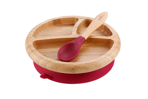 Avanchy Baby Bamboo Stay Put Suction Plate + Spoon, -- ANB Baby