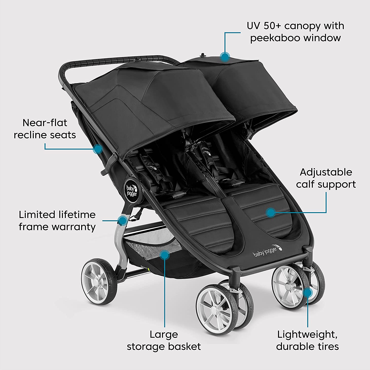 Baby Jogger City Mini 2 Double Baby Stroller, Jet, -- ANB Baby