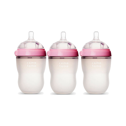 Comotomo Baby Bottle 8-Ounce/250 ml Kit, Pink, Pack of 3, -- ANB Baby