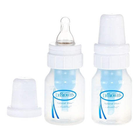 Dr. Brown's Natural Flow Feeding Bottle, Polypropylene 2-Ounce, 2 Pack, -- ANB Baby
