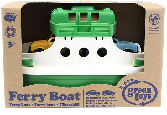 Green Toys Ferry Boat with Mini Cars Bathtub Toy, Green/White, -- ANB Baby