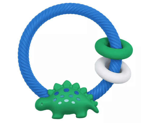 Itzy Ritzy Silicone Teether with Rattle, Dinosaur, -- ANB Baby