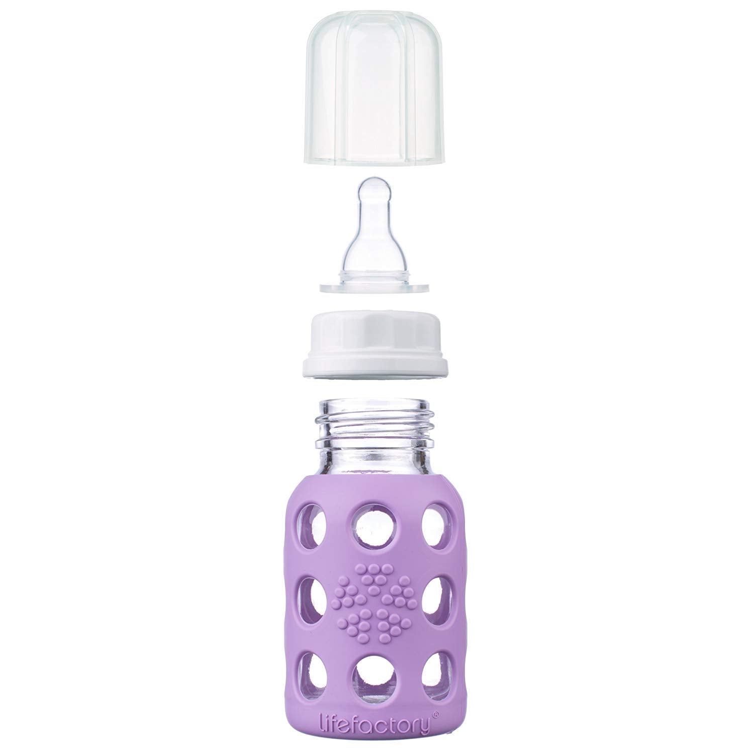 Life Factory Glass Baby Bottle Lavender, 4 oz., -- ANB Baby