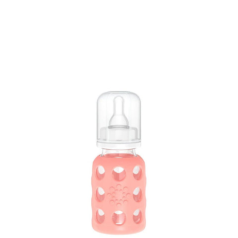 Lifefactory 4-Ounce Glass Baby Bottle with Stage 1 Nipple, Stopper and Cap, -- ANB Baby