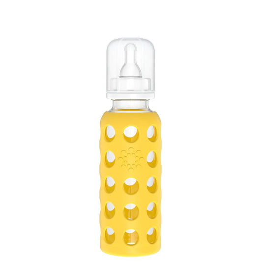 Lifefactory 9-Ounce Glass Baby Bottle with Stage 1 Nipple, Stopper and Cap, -- ANB Baby