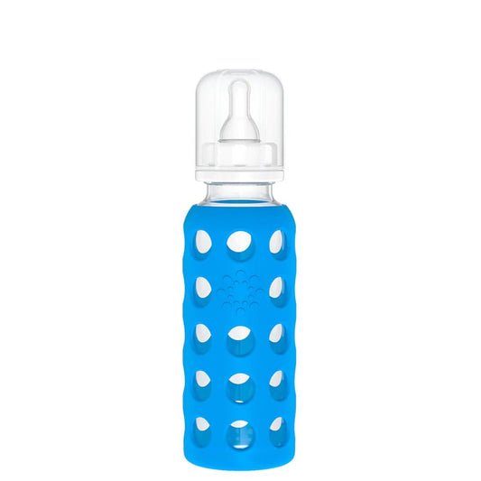 Lifefactory 9-Ounce Glass Baby Bottle with Stage 1 Nipple, Stopper and Cap, -- ANB Baby