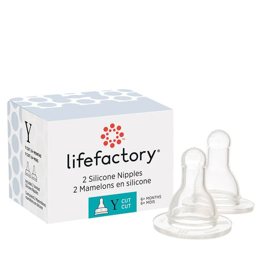 Lifefactory Stage 2 Y-Cut Silicone Nipples for 4-Ounce and 9-Ounce, Clear, Pack of 2, -- ANB Baby